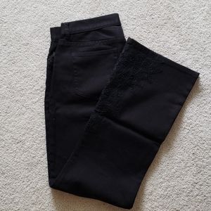Lauren Jeans Co Black Denim w/Lace Design Jeans